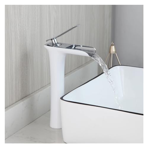 Matte schwarze Badezimmer -Becken Wasserhahn Deck montiertes Becken Gefäßspüle Wasserhähnen Wasserfallmischer Einer Hebel -Hahn heißes kaltes Wasser, Küchenspüle Wasserhahn von SLCHJX