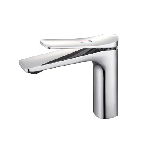 Messing Single Hebel Waschbecken Wasserhähne Heißer und kalter Wassermischer Tap Badezimmer Wasserhahn, Chrom Badezimmer Wasserhahn von SLCHJX