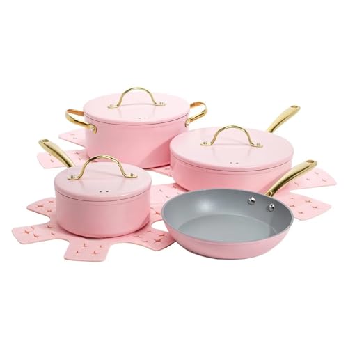 Multi-Layer-Kochtöpfe mit Nicht-Stick-Coating-Kochtöpfen zum Kochen von ikonischen Nicht-Stick-Töpfen und Pfannen-Set Kitchen-Zubehör 10-Piece von SLCHJX