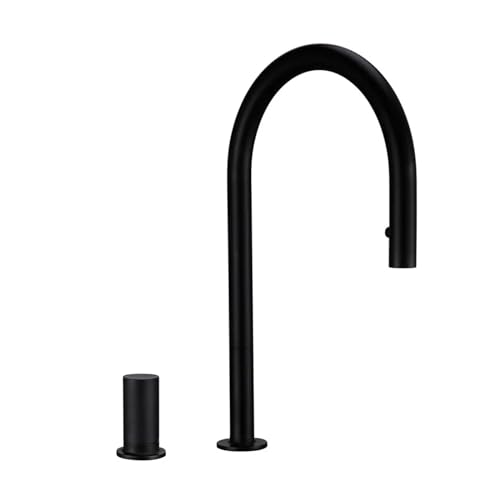 Pull Down Küchenspüle Wasserhahn gebürstet Gunmetal Black Eingriff Doppelloch Heiße und kalte Sprühgerät Messing von SLCHJX