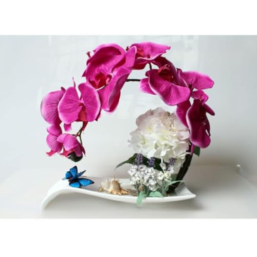 SLCHJX Faux Blumen künstliche Phalaenopsis Blumen Arrangement, gefälschte Blumen Seidenorchideenblume für Home Office Dekoration Party Hochzeitsdekor für jeden Anlass, Gelb (rosa) von SLCHJX