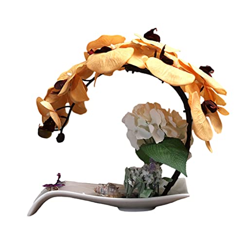 SLCHJX Faux Blumen künstliche Phalaenopsis Blumen Arrangement, gefälschte Blumen Seidenorchideenblume für Home Office Dekoration Party Hochzeitsdekor für jeden Anlass, gelb (gelb) von SLCHJX