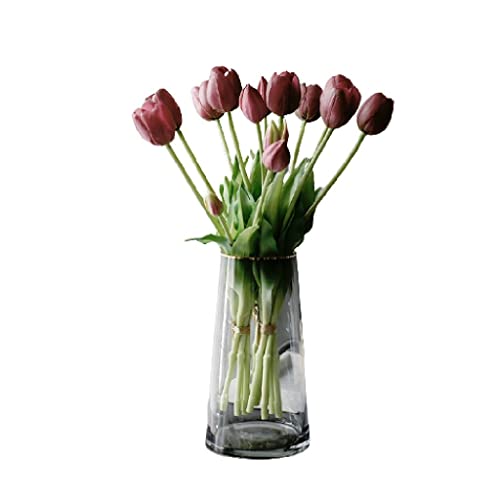 SLCHJX Faux Flowers Simulation Tulp in Vase, künstliche Blumen gefälschter Tulpe Bouquet Real Touch Faux Tulp für Hausgarten Hochzeitsfeier für jeden Anlass, c (d) von SLCHJX