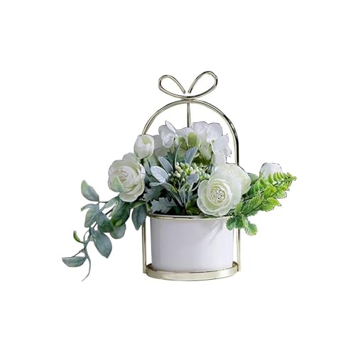 SLCHJX Kunstblumen künstliche Blüten mit Keramikvase, gefälschte Blütenanordnungstisch Blumen Mittelstücke Pflanzenstrauß für Wohnzimmer für jeden Anlass, f (b) von SLCHJX