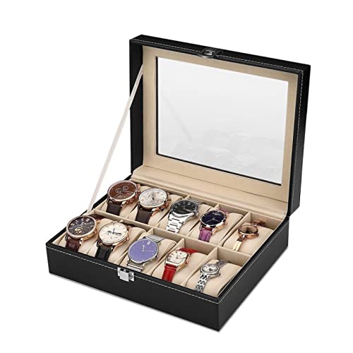SLCHJX Multifunktionale Uhrenschachtel 10 Slot Display Box Uhrener mit PU Leder Uhrenschachtel Schmuckschachtel Schmuckschachtel (a) von SLCHJX