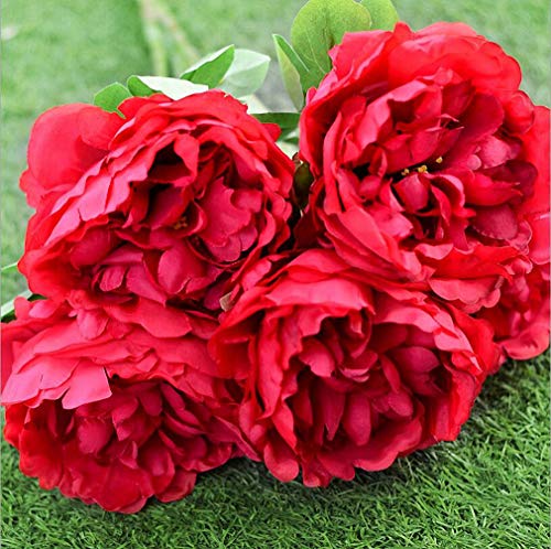 SLCHJX Seide Pfingstrose Bouquet Dekor künstliche Blume Peonies Home Party Dekoration gefälschte Blumen Champagner (rot) von SLCHJX
