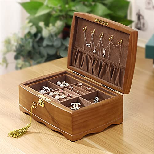 SLCHJX Vintage hölzerne Schmuckschachtel Ringohrringbox für Freunde Hochzeitsgeschenke Ausstellungsschrank (Farbe: b) (a) von SLCHJX