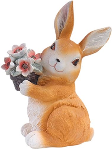 SLCHJX Wandlampen Solarstatuen Kaninchen & Blumen, Garten, Rasen, Terrasse, Balkon, Gartenverzierung, Gartengeschenke für Frauen, Mutter, Oma, niedliche Kaninchenfiguren, eine Klammerlicht von SLCHJX