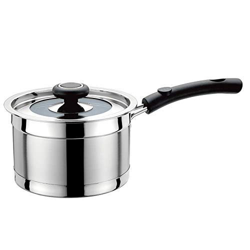Saucenpfanne Baby kleine Milchpfanne 16 cm Edelstahl Topf Stange Bock Bottom verdickte Nicht-Stall-Milchpfanne universell (Silber 16x Saucenpfanne Baby kleine Milchpfanne 16 cm Edelstahl Topf Stange Bock Bottom verdickte Nicht-Stall-Milchpfanne universell (Silber 16x von SLCHJX