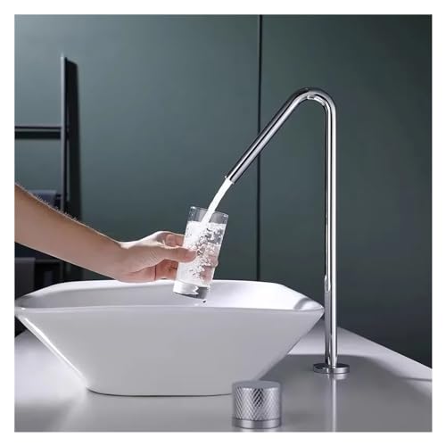 Schwarzer Becken Wasserhahn Badezimmer Wasserhahn Zwei Löcher Badewaschbecken Wasserhahn gebürsteten Waschbecken Kabel rotierende weit verbreitete Beckenhahn, Chrom -Badezimmer Wasserhahn von SLCHJX