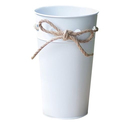 Shabby Chic Milch kann Vase für Blumen 7,9 Zoll Bauernhaus verzinkte Metallkrüge Blumenvase mit Leinen von SLCHJX