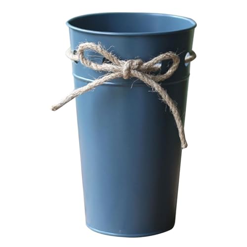 Shabby Chic Milch kann Vase für Blumen 7,9 Zoll Bauernhaus verzinkte Metallkrüge Blumenvase mit Leinen von SLCHJX
