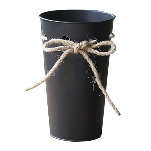 Shabby Chic Milch kann Vase für Blumen 7,9 Zoll Bauernhaus verzinkte Metallkrüge Blumenvase mit Leinen von SLCHJX