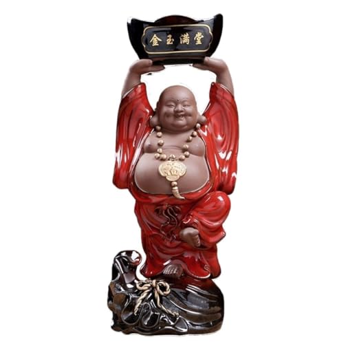 Wandlampe Buddha Ornament Figur, 16 Zoll Keramik Buddha Statue Meditation Dekor Skulptur Ornamente für Wohnzimmer Haus Dekoration Garten Buddha Statue -Klammer Licht Licht von SLCHJX
