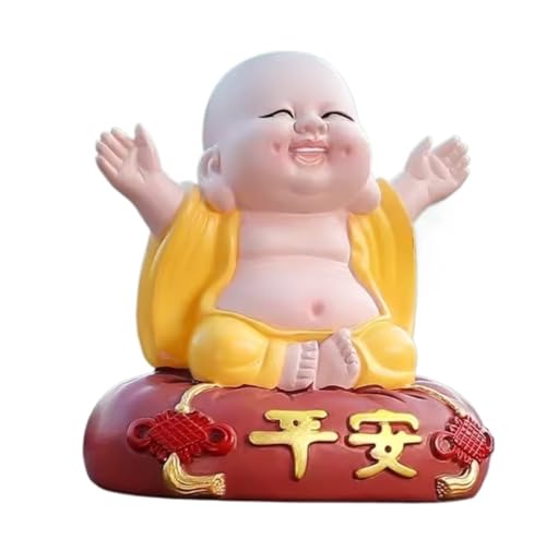 Wandlampe Buddha Ornament Figur, 3,1 Zoll Kleine Mönch Buddha Statue Harz handgemalte Figurkulpturendekor für Home Office Car Ornamente Garten Buddha Statue (a) Bracket Light von SLCHJX