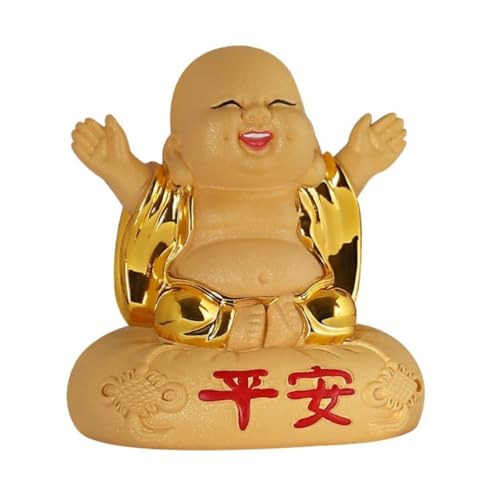 Wandlampe Buddha Ornament Figur, 3,1 Zoll Kleine Mönch Buddha Statue Harz handgemalte Figurkulpturendekor für Home Office Car Ornamente Garten Buddha Statue (a) Bracket Light von SLCHJX