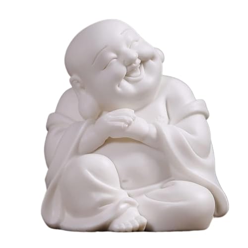 Wandlampe Buddha Ornament Figur, 3,7 Zoll Keramik Buddha Statue Little niedliche lachende Buda Home Decor Schreibtisch Dekoration Car Ornament Garten Buddha Statue (A-Green) Halterung Licht Licht von SLCHJX