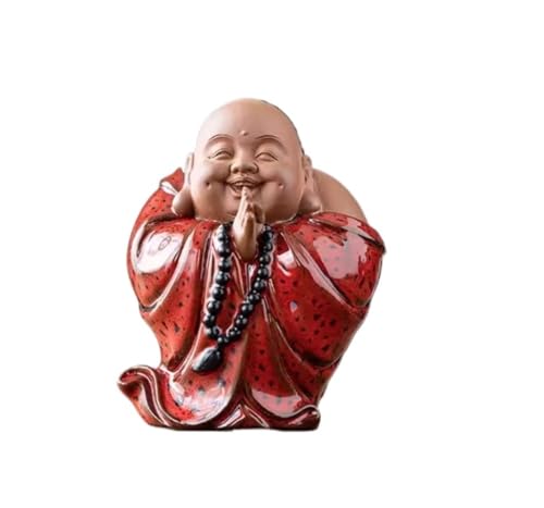 Wandlampe Buddha Ornament Figur, lachende Buddha -Statue für Heim- und Autodekor, Keramik Glück Happy Buddha Figur Innenbuddha Dekoration Garten Buddha Statue (a) Bracket Light von SLCHJX