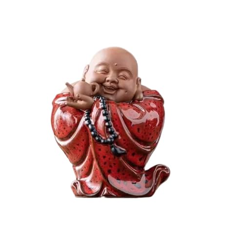 Wandlampe Buddha Ornament Figur, lachende Buddha -Statue für Heim- und Autodekor, Keramik Glück Happy Buddha Figur Innenbuddha Dekoration Garten Buddha Statue (a) Bracket Light von SLCHJX