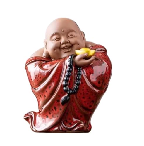 Wandlampe Buddha Ornament Figur, lachende Buddha -Statue für Heim- und Autodekor, Keramik Glück Happy Buddha Figur Innenbuddha Dekoration Garten Buddha Statue (a) Bracket Light von SLCHJX