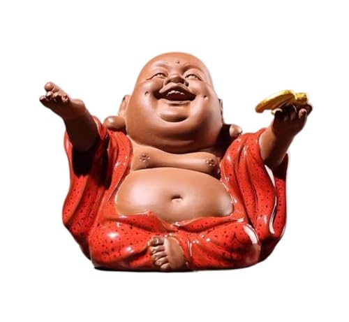 Wandlampe Buddha Ornament Figur, lachende Buddha -Statue für Heimat- und Autodekor, Keramik Lucky Happy Buddha Figur, Innenbuddha Dekoration Garten Buddha Statue (D) Bracket Light von SLCHJX