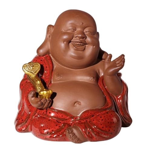 Wandlampe Buddha Ornament Figur, lachende Buddha -Statue für Heimat- und Autodekor, Keramik Lucky Happy Buddha Figur, Innenbuddha Dekoration Garten Buddha Statue (D) Bracket Light von SLCHJX