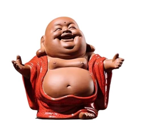 Wandlampe Buddha Ornament Figur, lachende Buddha -Statue für Heimat- und Autodekor, Keramik Lucky Happy Buddha Figur, Innenbuddha Dekoration Garten Buddha Statue (D) Bracket Light von SLCHJX