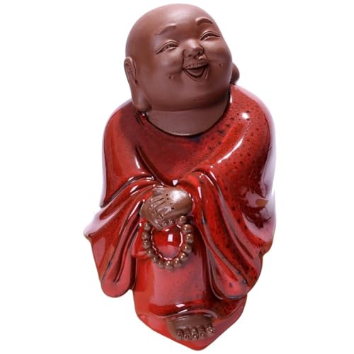 Wandlampe Buddha Ornament Figur, süße kleine Buddha Statue Keramik Buddha Ornamente kreative Heimbüro -Dekoration Garten Buddha Statue (D) Klammerlicht von SLCHJX