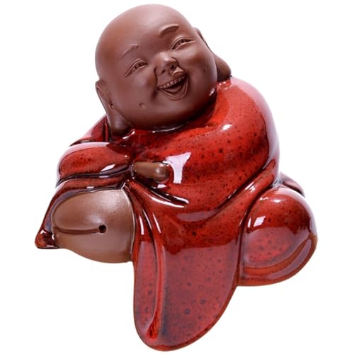 Wandlampe Buddha Ornament Figur, süße kleine Buddha Statue Keramik Buddha Ornamente kreative Heimbüro -Dekoration Garten Buddha Statue (D) Klammerlicht von SLCHJX