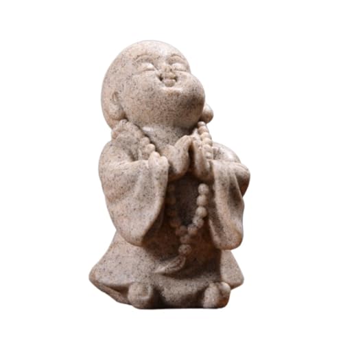 Wandlampe Buddha Ornament Figur, süße kleine Mönch Buddha Statuen Harz Figur für Desktop -Orament Home Car Decor Garten Buddha Statue (b) Klammerlicht von SLCHJX