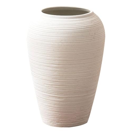Weiße Keramikvase für getrocknete Blumen Vintage strukturierte dekorative Blumenvase für Wohnzimmer Wohnkultur Bücherregal Mantel Kamin Mittelstücke von SLCHJX