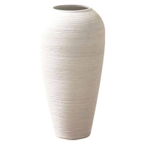 Weiße Keramikvase für getrocknete Blumen Vintage strukturierte dekorative Blumenvase für Wohnzimmer Wohnkultur Bücherregal Mantel Kamin Mittelstücke von SLCHJX