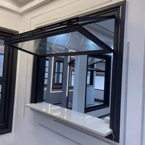 Aluminium-Konzessions-Servierfenster, Faltbare Fenster mit Gehärtetem Glas, Kellerfenster Schiebefenster, für Imbisswagen, Geschäftsküchen und Bars(30x34in/76x86cm) von SLCXDPAT