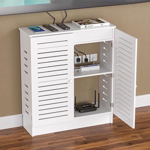 SLCXDPAT Router Schrank Box Aufbewahrungsbox, Router Verstecken, Heim Medien-Aufbewahrungsschrank, Schwebendes Regal, für Zuhause und Büro(70x70x30cm/27.6x27.6x11.8in) von SLCXDPAT