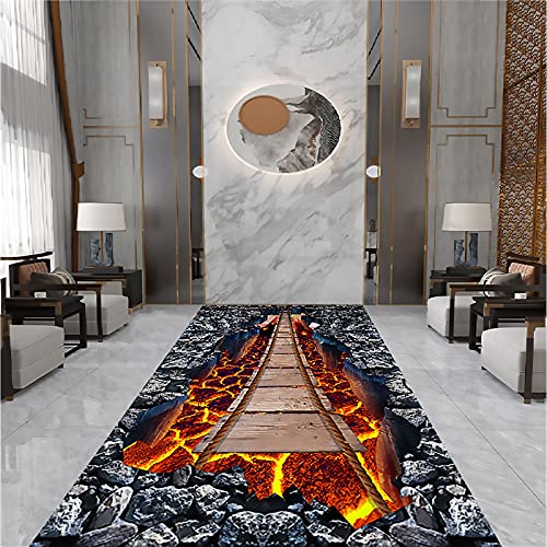 SLDAGe Flur Teppich, Aufregendes 3D-Vulkanmuster Weicher rutschfest Teppich Läufer Für Flur, Schlafzimmer, Wohnzimmer & Küche Pflegeleicht Strapazierfähig,80x700cm von SLDAGe