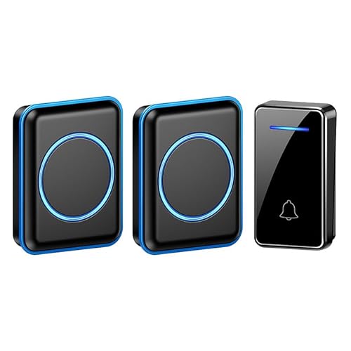 SLDAGe Funkklingel, LED Licht Türklingel Batterielose, Funkklingel Aussen Wasserdich Kabellose Türklingel Kit mit 60 Melodien, IP65, 150m,Schwarz,1 Receiver + 2 Bell SLDAGe Funkklingel, LED Licht Türklingel Batterielose, Funkklingel Aussen Wasserdich Kabellose Türklingel Kit mit 60 Melodien, IP65, 150m,Schwarz,1 Receiver + 2 Bell von SLDAGe