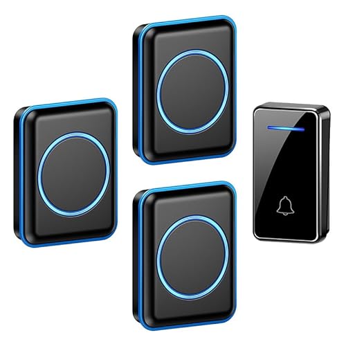 SLDAGe Funkklingel, LED Licht Türklingel Batterielose, Funkklingel Aussen Wasserdich Kabellose Türklingel Kit mit 60 Melodien, IP65, 150m,Schwarz,1 Receiver + 3 Bell SLDAGe Funkklingel, LED Licht Türklingel Batterielose, Funkklingel Aussen Wasserdich Kabellose Türklingel Kit mit 60 Melodien, IP65, 150m,Schwarz,1 Receiver + 3 Bell von SLDAGe