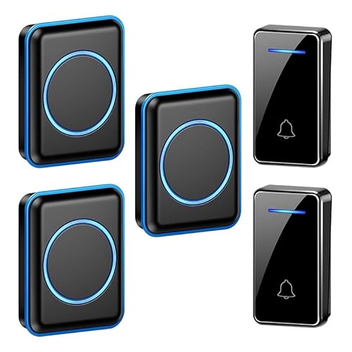 SLDAGe Funkklingel, LED Licht Türklingel Batterielose, Funkklingel Aussen Wasserdich Kabellose Türklingel Kit mit 60 Melodien, IP65, 150m,Schwarz,2 Receiver + 3 Bell SLDAGe Funkklingel, LED Licht Türklingel Batterielose, Funkklingel Aussen Wasserdich Kabellose Türklingel Kit mit 60 Melodien, IP65, 150m,Schwarz,2 Receiver + 3 Bell von SLDAGe