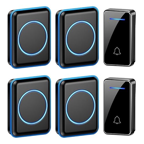 SLDAGe Funkklingel, LED Licht Türklingel Batterielose, Funkklingel Aussen Wasserdich Kabellose Türklingel Kit mit 60 Melodien, IP65, 150m,Schwarz,2 Receiver + 4 Bell SLDAGe Funkklingel, LED Licht Türklingel Batterielose, Funkklingel Aussen Wasserdich Kabellose Türklingel Kit mit 60 Melodien, IP65, 150m,Schwarz,2 Receiver + 4 Bell von SLDAGe