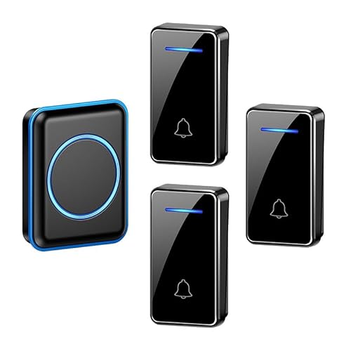 SLDAGe Funkklingel, LED Licht Türklingel Batterielose, Funkklingel Aussen Wasserdich Kabellose Türklingel Kit mit 60 Melodien, IP65, 150m,Schwarz,3 Receiver + 1 Bell SLDAGe Funkklingel, LED Licht Türklingel Batterielose, Funkklingel Aussen Wasserdich Kabellose Türklingel Kit mit 60 Melodien, IP65, 150m,Schwarz,3 Receiver + 1 Bell von SLDAGe