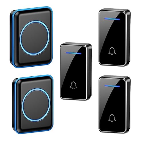 SLDAGe Funkklingel, LED Licht Türklingel Batterielose, Funkklingel Aussen Wasserdich Kabellose Türklingel Kit mit 60 Melodien, IP65, 150m,Schwarz,3 Receiver + 2 Bell SLDAGe Funkklingel, LED Licht Türklingel Batterielose, Funkklingel Aussen Wasserdich Kabellose Türklingel Kit mit 60 Melodien, IP65, 150m,Schwarz,3 Receiver + 2 Bell von SLDAGe