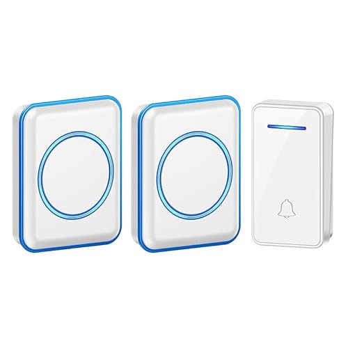 SLDAGe Funkklingel, LED Licht Türklingel Batterielose, Funkklingel Aussen Wasserdich Kabellose Türklingel Kit mit 60 Melodien, IP65, 150m,Weiß,1 Receiver + 2 Bell SLDAGe Funkklingel, LED Licht Türklingel Batterielose, Funkklingel Aussen Wasserdich Kabellose Türklingel Kit mit 60 Melodien, IP65, 150m,Weiß,1 Receiver + 2 Bell von SLDAGe