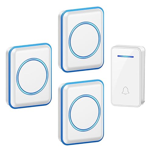 SLDAGe Funkklingel, LED Licht Türklingel Batterielose, Funkklingel Aussen Wasserdich Kabellose Türklingel Kit mit 60 Melodien, IP65, 150m,Weiß,1 Receiver + 3 Bell SLDAGe Funkklingel, LED Licht Türklingel Batterielose, Funkklingel Aussen Wasserdich Kabellose Türklingel Kit mit 60 Melodien, IP65, 150m,Weiß,1 Receiver + 3 Bell von SLDAGe
