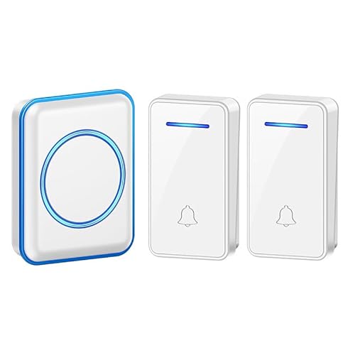 SLDAGe Funkklingel, LED Licht Türklingel Batterielose, Funkklingel Aussen Wasserdich Kabellose Türklingel Kit mit 60 Melodien, IP65, 150m,Weiß,2 Receiver + 1 Bell SLDAGe Funkklingel, LED Licht Türklingel Batterielose, Funkklingel Aussen Wasserdich Kabellose Türklingel Kit mit 60 Melodien, IP65, 150m,Weiß,2 Receiver + 1 Bell von SLDAGe