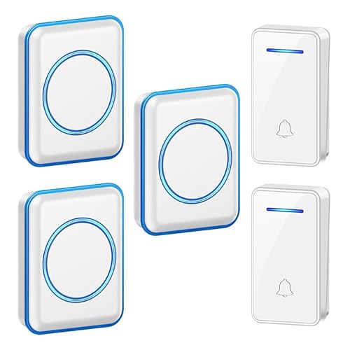 SLDAGe Funkklingel, LED Licht Türklingel Batterielose, Funkklingel Aussen Wasserdich Kabellose Türklingel Kit mit 60 Melodien, IP65, 150m,Weiß,2 Receiver + 3 Bell SLDAGe Funkklingel, LED Licht Türklingel Batterielose, Funkklingel Aussen Wasserdich Kabellose Türklingel Kit mit 60 Melodien, IP65, 150m,Weiß,2 Receiver + 3 Bell von SLDAGe