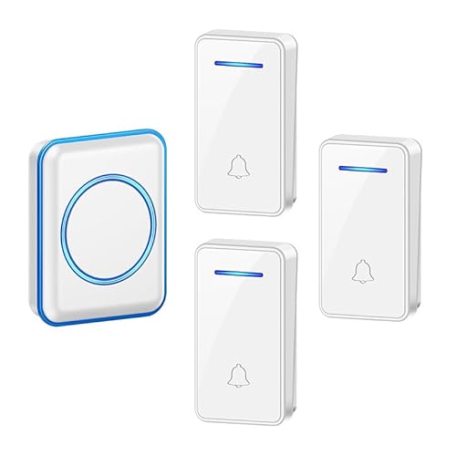 SLDAGe Funkklingel, LED Licht Türklingel Batterielose, Funkklingel Aussen Wasserdich Kabellose Türklingel Kit mit 60 Melodien, IP65, 150m,Weiß,3 Receiver + 1 Bell SLDAGe Funkklingel, LED Licht Türklingel Batterielose, Funkklingel Aussen Wasserdich Kabellose Türklingel Kit mit 60 Melodien, IP65, 150m,Weiß,3 Receiver + 1 Bell von SLDAGe