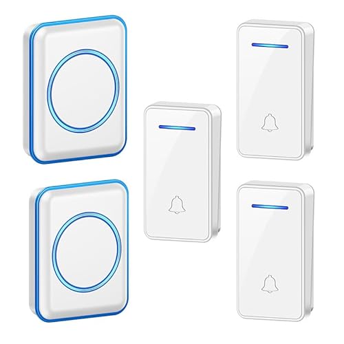 SLDAGe Funkklingel, LED Licht Türklingel Batterielose, Funkklingel Aussen Wasserdich Kabellose Türklingel Kit mit 60 Melodien, IP65, 150m,Weiß,3 Receiver + 2 Bell SLDAGe Funkklingel, LED Licht Türklingel Batterielose, Funkklingel Aussen Wasserdich Kabellose Türklingel Kit mit 60 Melodien, IP65, 150m,Weiß,3 Receiver + 2 Bell von SLDAGe