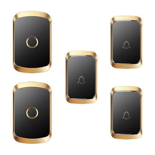 SLDAGe Funkklingel Kabellose Türklingel Funk klingel Set Aussen Wasserdicht IP55 Haustürklingel 150m Reichweite Plug-in Doorbell Haustür Klingel Kit 60 Melodien,Black Gold,3 with 2 von SLDAGe