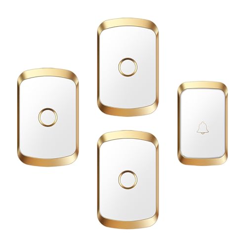 SLDAGe Funkklingel Kabellose Türklingel Funk klingel Set Aussen Wasserdicht IP55 Haustürklingel 150m Reichweite Plug-in Doorbell Haustür Klingel Kit 60 Melodien,White Gold,1 with 3 von SLDAGe