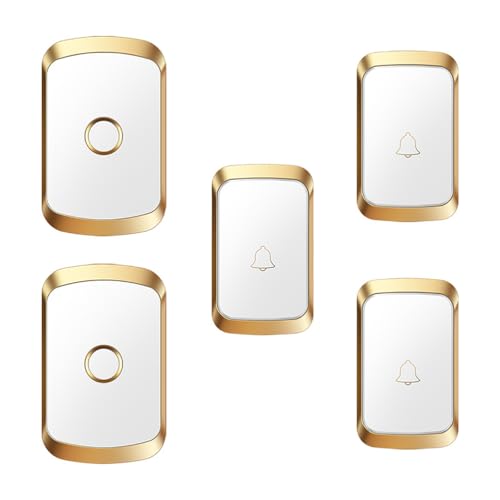 SLDAGe Funkklingel Kabellose Türklingel Funk klingel Set Aussen Wasserdicht IP55 Haustürklingel 150m Reichweite Plug-in Doorbell Haustür Klingel Kit 60 Melodien,White Gold,3 with 2 von SLDAGe
